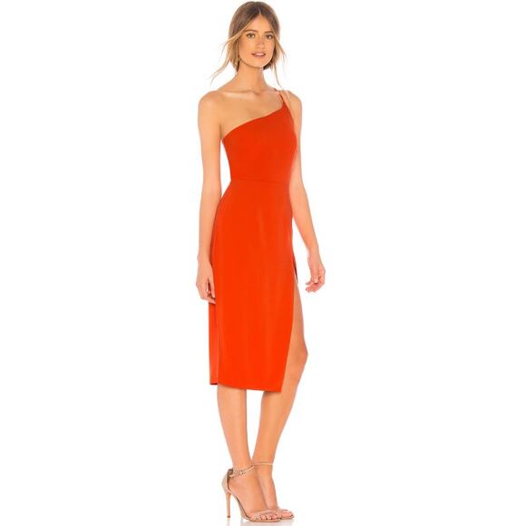 Lovers & Friends Lazo One Shoulder Midi Dress Size Small 2-4 in Blood Orange - Picture 3 of 12